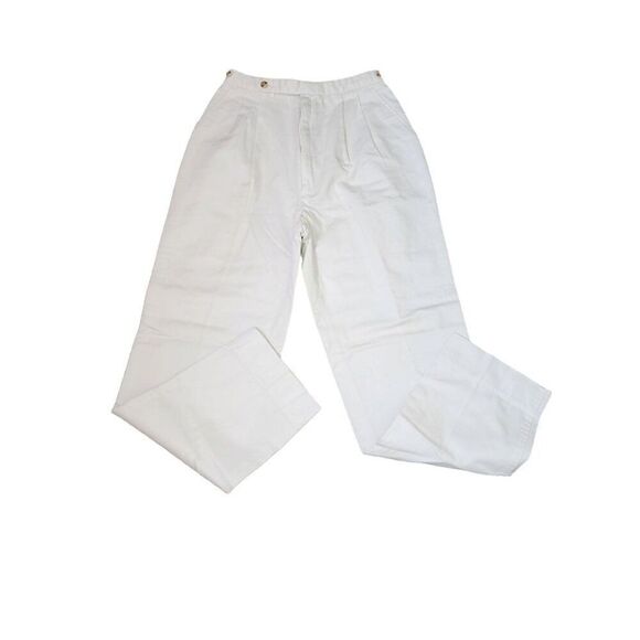 Vintage 80s Nordstrom Preppy Chinos Pants Womens Size 6 White Pleated - Picture 1 of 7
